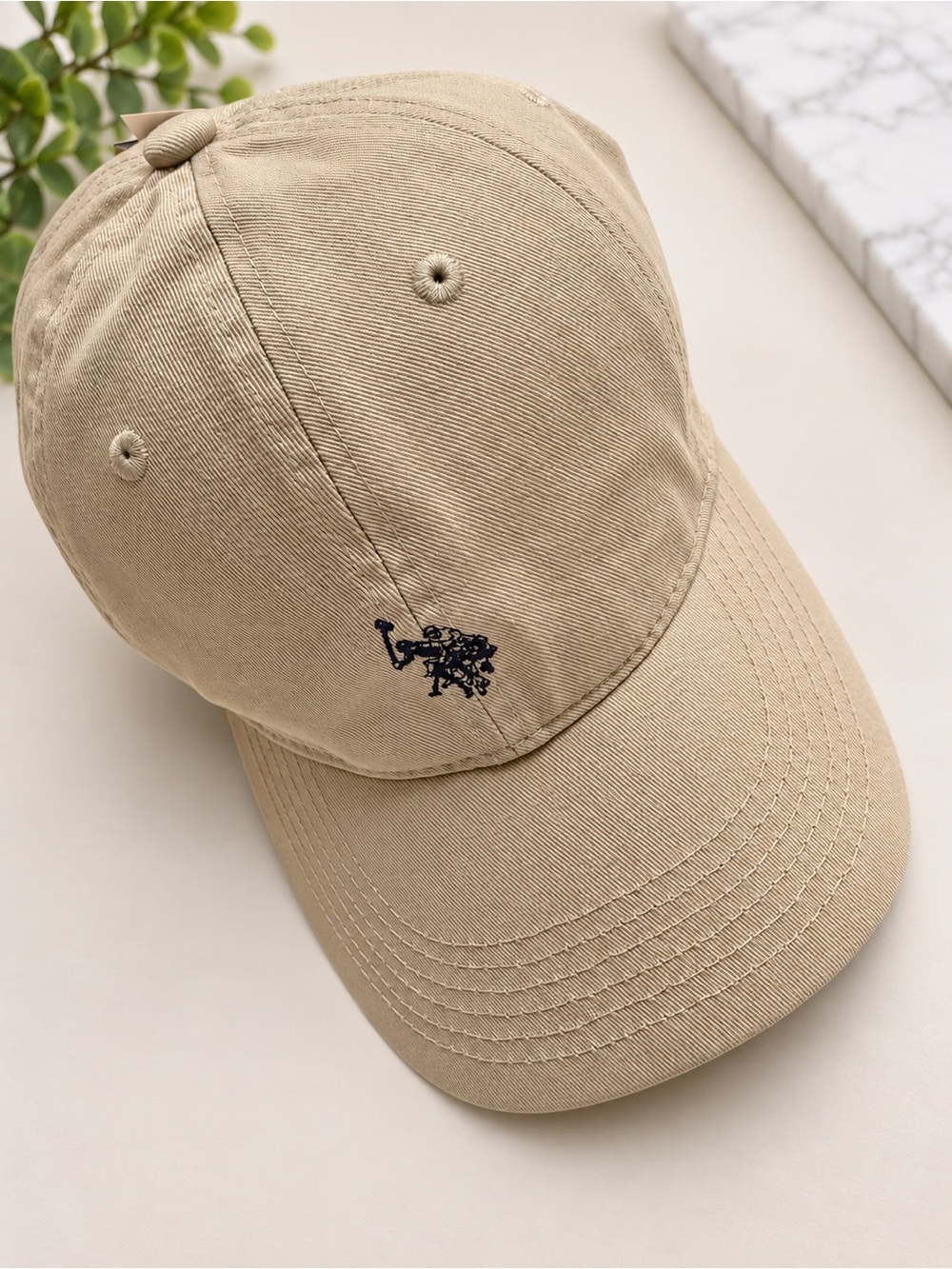 Beige Embroidered Polo-Style Baseball Cap -Men’s - Womens